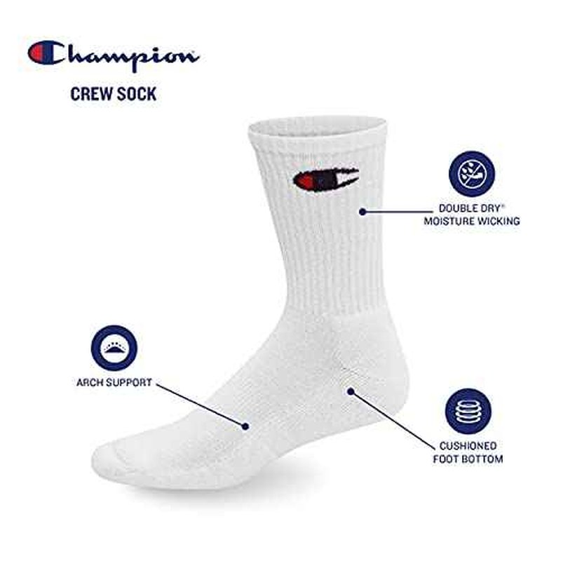Champion Women's Hollow Script Logo Crew Scck, 3-Pair