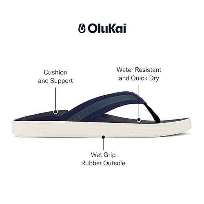 OLUKAI Leeward Men's Beach Sandals, Quick-Dry Flip Flop Slides, Water Friendly Versatility & Wet Grip Traction, Comfort Fit & Arch Support