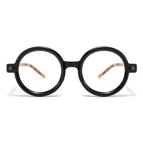 Gleyemor Retro Round Glasses for Men Women Vintage Circle Glasses Frames Costume Cosplay Eyeglasses Anti Blue Light Lens