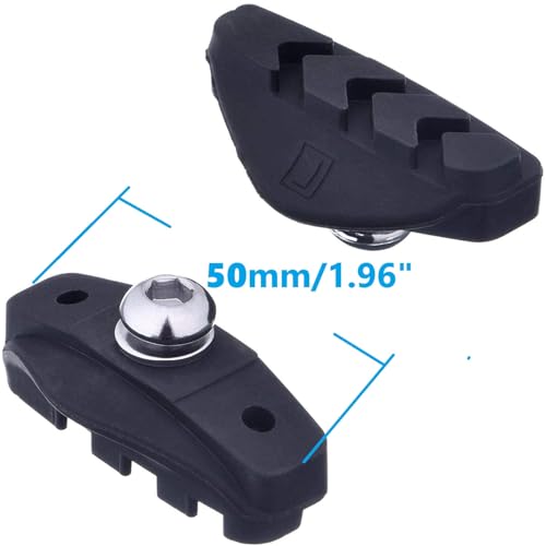 Bike Brake Pads, 2 Pairs (4 Pieces) Caliper Brake Blocks for Road Bicycle, 50mm, Black