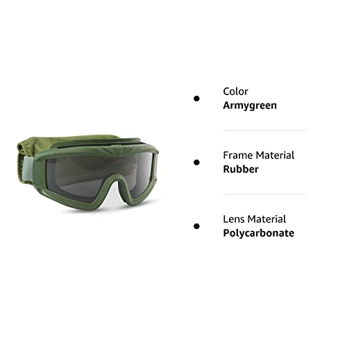 xaegistac Airsoft Goggles, Tactical Safety Goggles Anti Fog Military Eyewear with 3 Interchangable Lens for Paintball Riding Shooting Hunting Cycling (ArmyGreen)