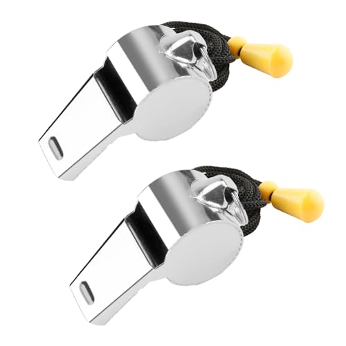 Bsofing 2 Pack Whistle, Coaches Whistle with Lanyard, Whistle for Coaches, Whistle for Teachers, Stainless Steel Sports Whistles, Loud Crisp Sound Whistles Great for Coaches, Referees, and Officials