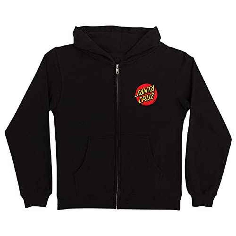 SANTA CRUZ Youth Zip Up Hooded Sweatshirt Classic Dot Youth Skate Zip Up Sweatshirt