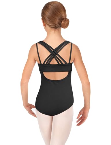 Zaclotre Leotards for Girls Ballet Dance Gymnastics Outfit Kids Athletic Crisscross Back Dancewear Unitards Black