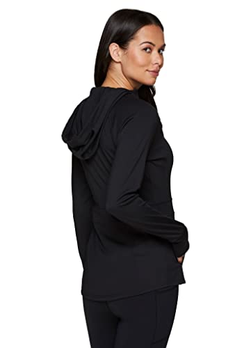 RBX Active Women's Soft Lightweight Zip Hooded Running Jacket Solid Black M