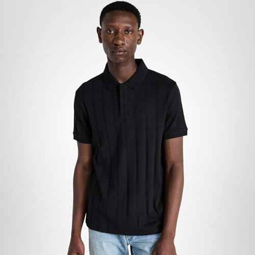 Club Monaco Men's Wide Rib Polo, Caviar, Black, S