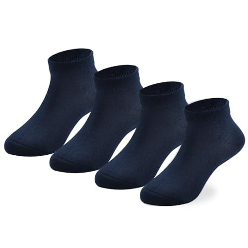 EPEIUS Kids' Low Cut Ankle Socks Cotton Seamless Toe Sport Athletic Socks for Boys Girls White Black Navy 4/8 Pack