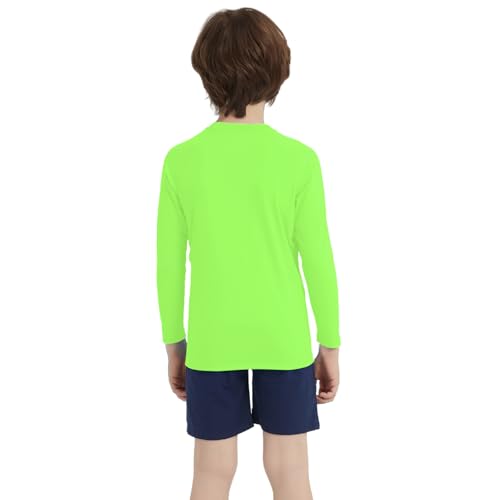 Boys UPF 50+ Rash Guard Neon Shirt Quick Dry Swim Shirts Long Sleeve UV Sun Protection Shirt for Kids Teens