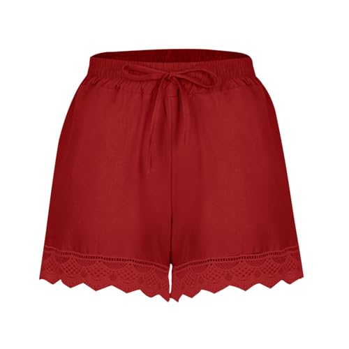 ABOUTYES clearance of sales today deals prime, Summer Shorts for Women 2024 Trendy Causal Loose Pleated High Waisted Shorts Beach Lace Lounge Short Pants Plus Size