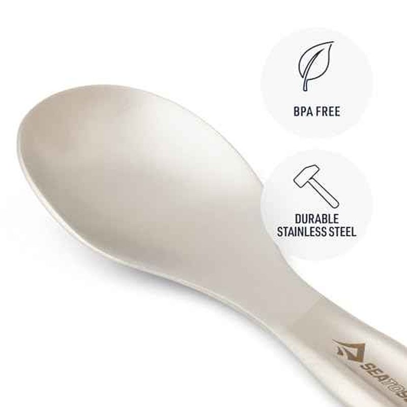 Sea to Summit Detour Stainless Steel Camp Cutlery Set, 2 Person (2 Knives, Forks, Spoons, w/Silicone Keeper)
