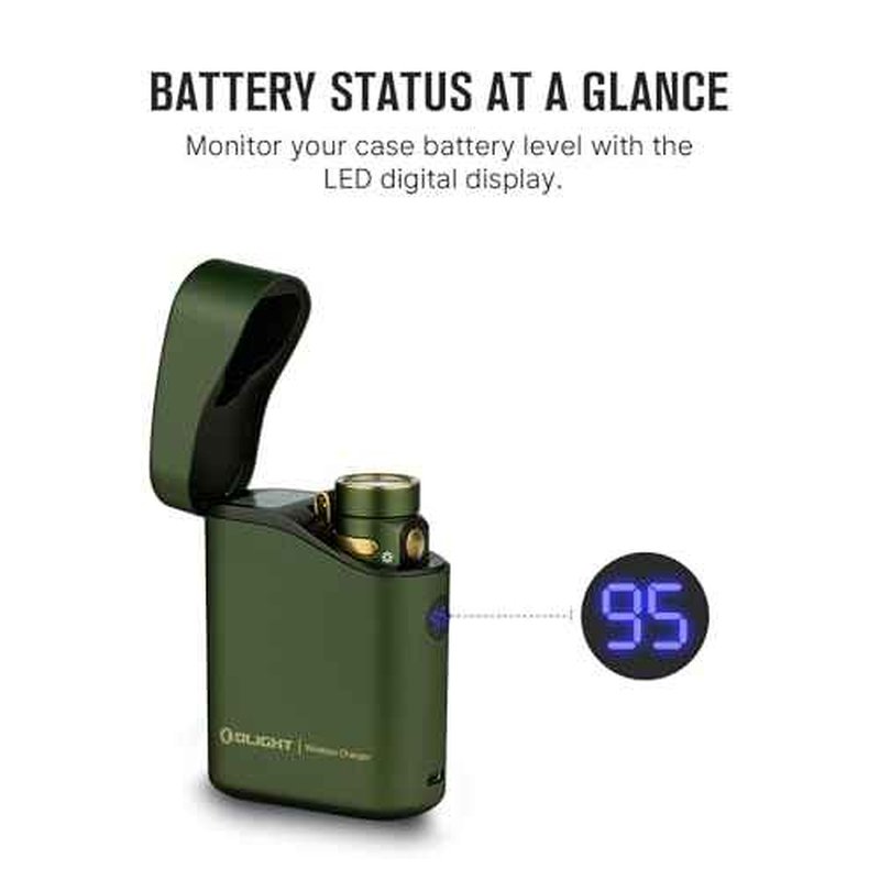 OLIGHT Baton4 Premium Edition EDC Flashlights 1300 Lumens with Type-C Charging Box, Powered by Rechargeable Battery, Small Bright Light IPX8 Waterproof for Emergencies Outdoors (OD Green)
