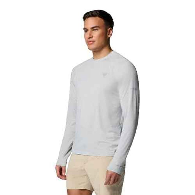 Columbia Mens PFG Uncharted Long Sleeve Shirt, Cool Grey Heather, Large