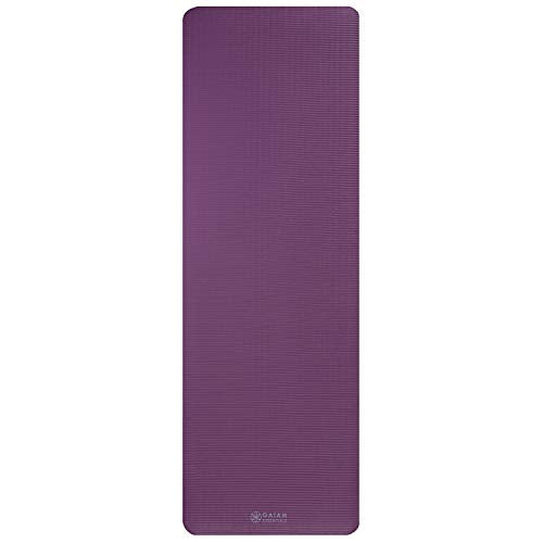 Gaiam Essentials Thick Yoga Mat Fitness & Exercise Mat with Easy-Cinch Carrier Strap, Purple, 72"L X 24"W X 2/5 Inch Thick, 10mm