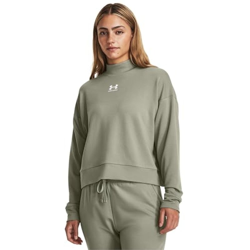 Under Armour womens Rival Terry Mock Neck Crew
