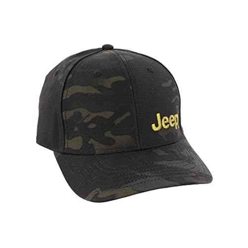 Jeep Officially Licensed Black Camo Hat | Structured Snapback Cap for Men | Ripstop Fabric
