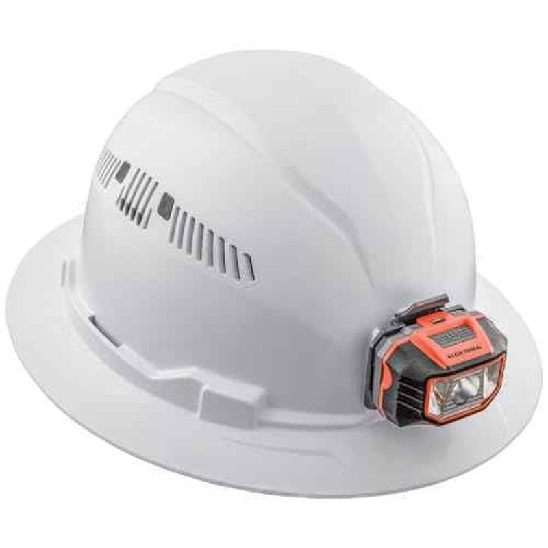Klein Tools 60407 Hard Hat, Light, Vented Full Brim Style, Padded, Self-Wicking Odor-Resistant Sweatband, White