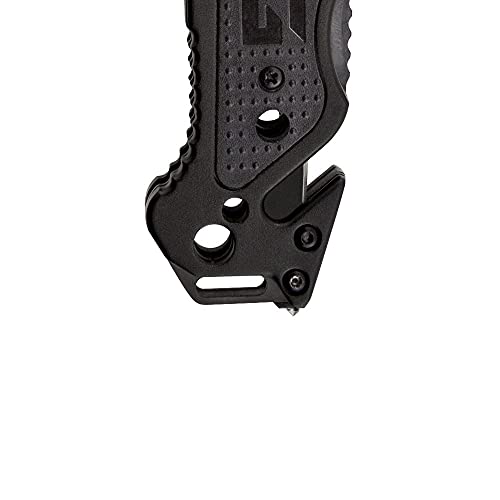 SOG Escape Tactical Folding Knife- 3.4 Inch Serrated Edge Blade Emergency Pocket Knife with Glass Breaker, Wire Stripper and Line Cutter Blades-Black (FF25-CP)