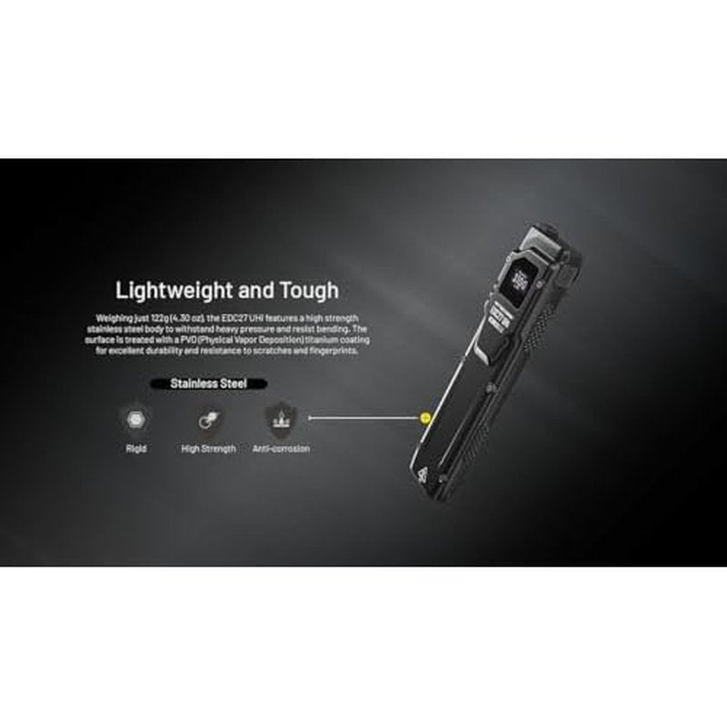 Nitecore EDC27 UHi 3100 Lumen USB Rechargeable Slim Body LED Flashlight EdisonBright Brand Charging Adapter