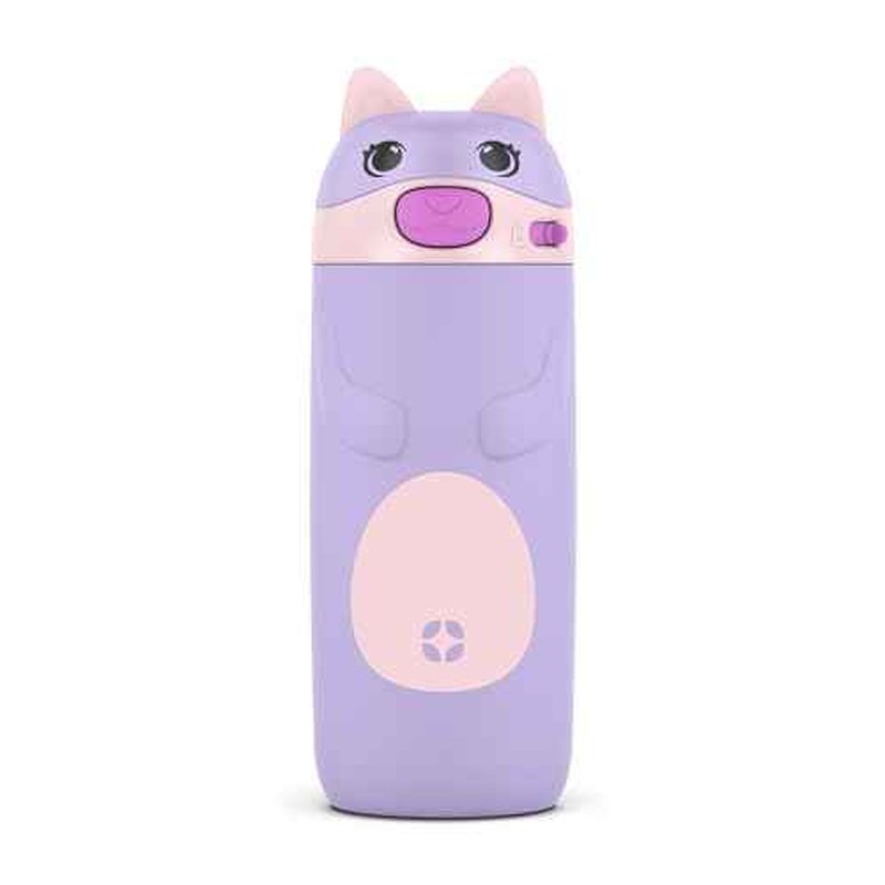 Ello Ellies 12oz Vacuum Insulated Stainless Steel Kids Water Bottle with Straw and Built-in Carrying Handle and Leak-Proof Locking Lid for School Backpack, Lunchbox and Outdoor Sports, Cat