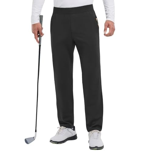 baleaf Men's 30" Fleece Lined Golf Pants Warm Winter Stretchy Casual Business Travel 3 Pockets