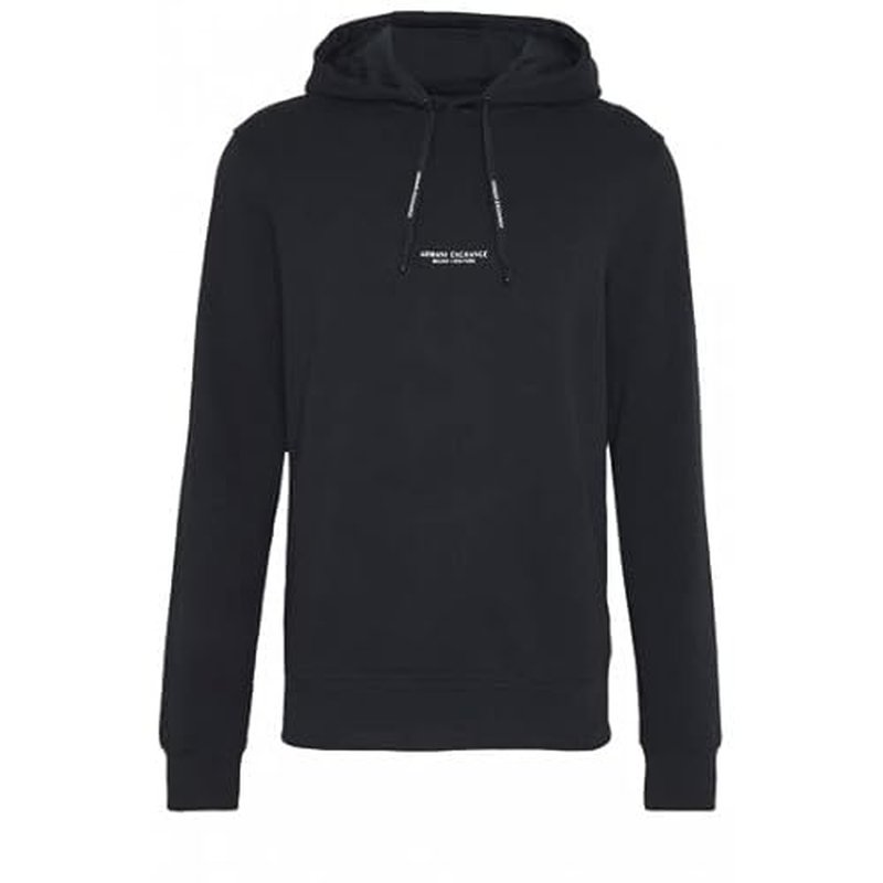 Armani Exchange mens Pull-over Hooded Sweatshirt With Front Back Logo