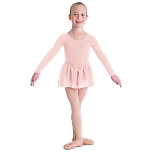 Bloch Dance Girl's Petal Skirted Long Sleeve Leotard, Light Pink-6x/7