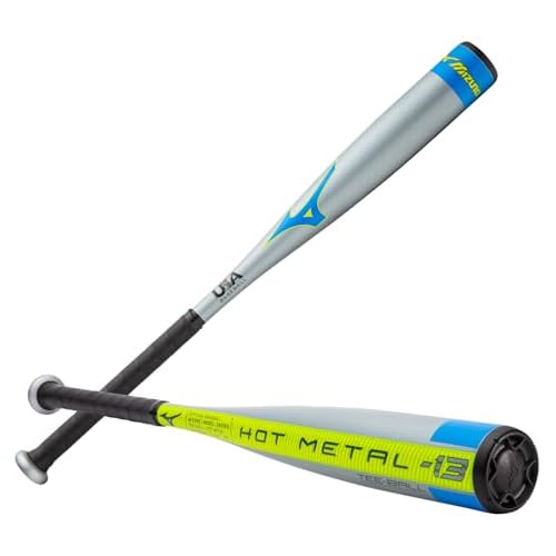 Mizuno HOT METAL T-Ball -13 USA Baseball Bat | 2 1/4 inch Barrel | 1 Piece Aluminum | Lightweight Design | Speed Helix Grip