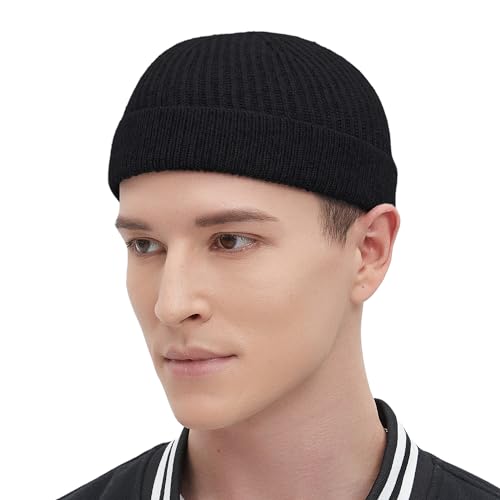 Fisherman Beanie Hats for Men Women,Wool Knit Trawler Skull Cap,Watch Cap,Spring Fall Winter Warm Short Hats
