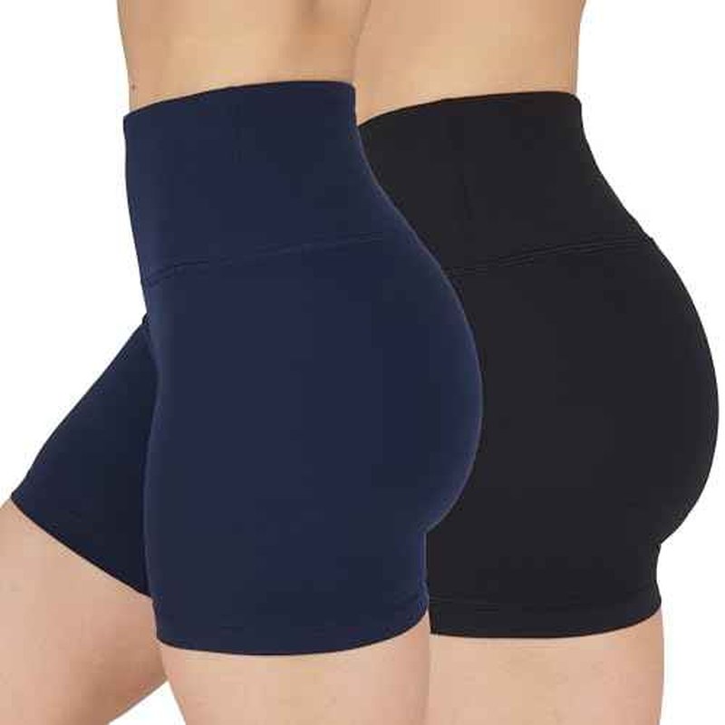 90 Degree By Reflex Womens High Waisted Biker Shorts Ribbed Workout Yoga Running Tummy Control Spandex Short