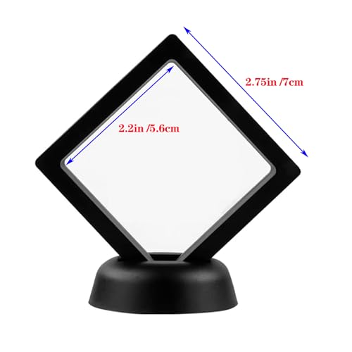 2 PCS 3D Floating Display Case, Challenge Coin Display Frame,Transparent Film Stand Holder for Jewelry Medals Specimens, 2.75x2.75x0.75 Inches