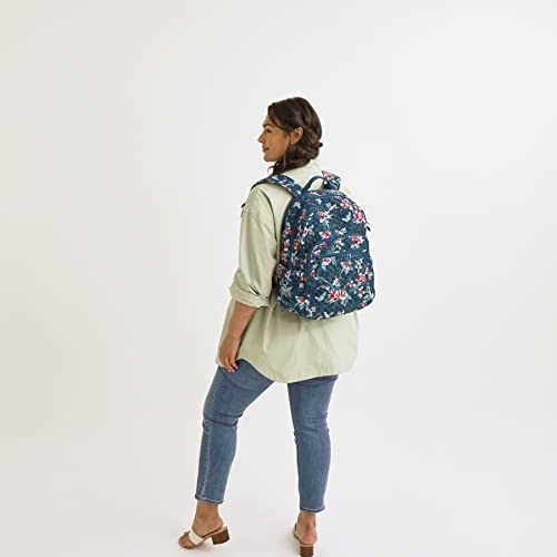 Vera Bradley Women's Cotton Campus Backpack, Bees Navy - Recycled Cotton, One Size