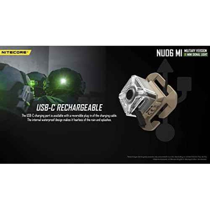 Nitecore NU06 MI IR Infrared Red Green Blue 4 Color USB-C Rechargeable Signal and Safety Light, ARC Rail, Magnetic, MOLLE & Hook-and-Loop Compatible, Upgrade from NU05 MI