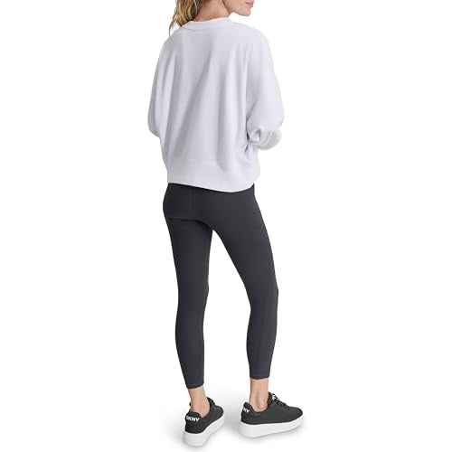 DKNY womens Foil Rhinestone Logo Crewneck Sweatshirt