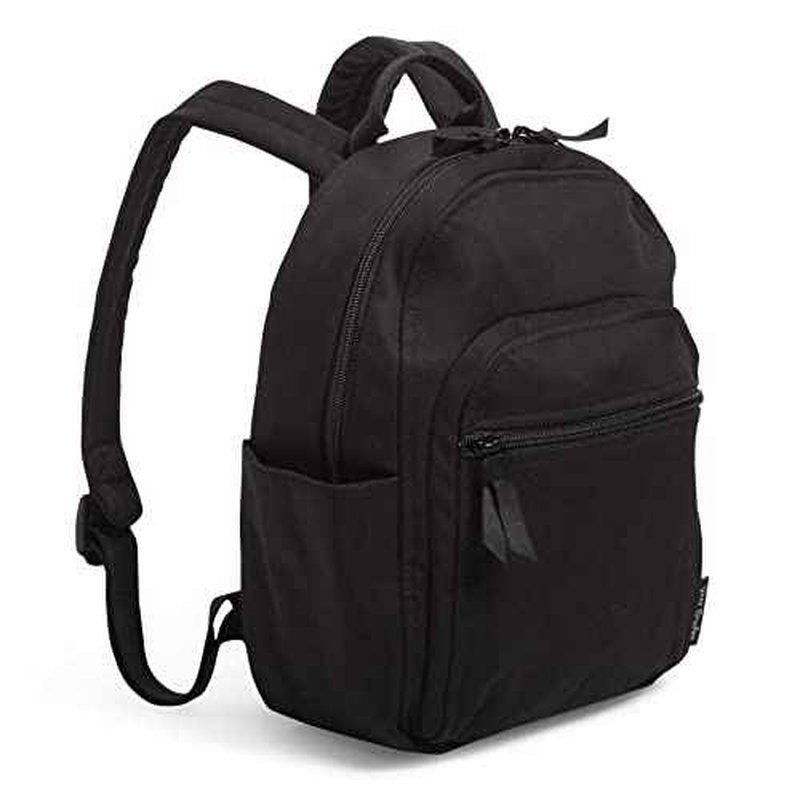 Vera Bradley Women's Cotton Small Backpack, Classic Black, One Size
