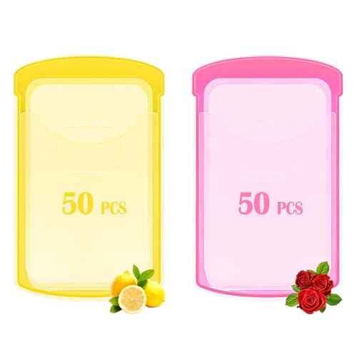 2 Boxs (100 Sheets) Hand Washing Soap Sheets for Outdoor Travel,Portable Camping Hand Soap,Hiking Washing Hand Bath Paper Soap for Travel,BBQ,Party,School,Girls(Yellow&Pink)
