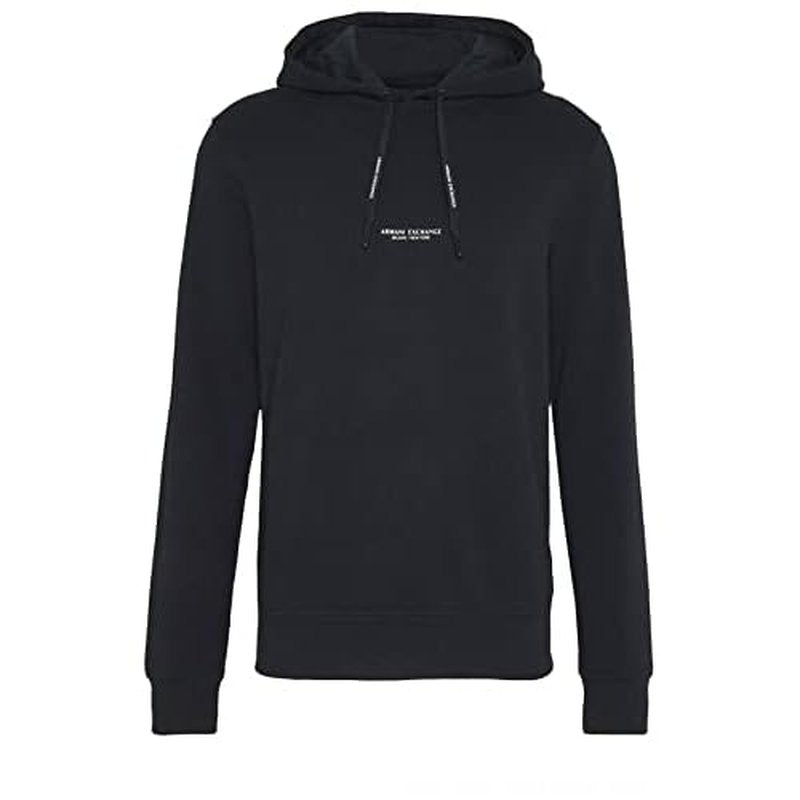 Armani Exchange mens Pull-over Hooded Sweatshirt With Front Back Logo