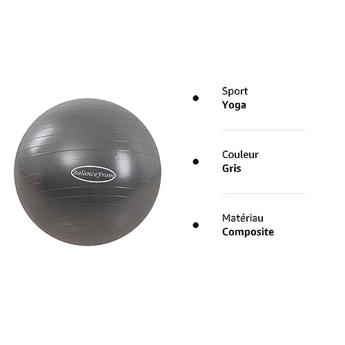 Signature Fitness Anti-Burst and Slip Resistant Exercise Ball Yoga Ball Fitness Ball Birthing Ball with Quick Pump, 2,000-Pound Capacity, 19-22 inch, M