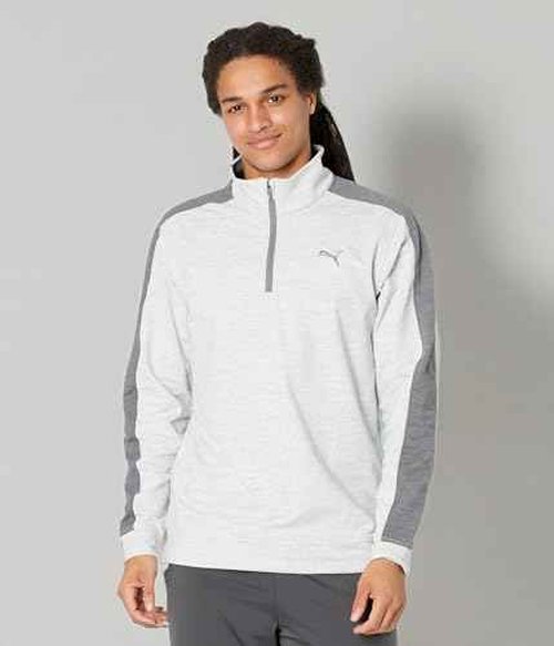 pumagolf Men's Cloudspun T7 1/4 Zip, High Rise Heather-Quiet Shade Heather, Small