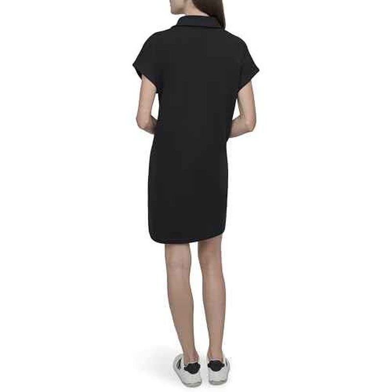 DKNY womens Studded Logo Short Sleeve Collared V-neck T-shirt Dress