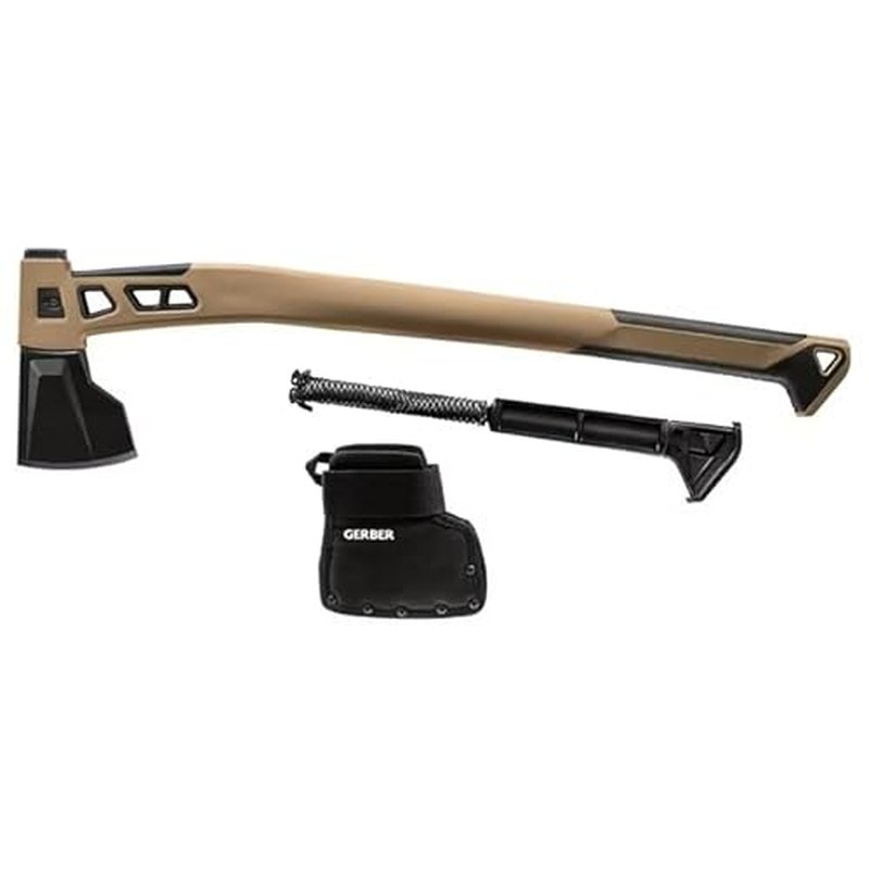 Gerber Gear Bushcraft Axe - Camping Survival Bushcraft Axe with Sheath - Features Hammerhead & Water-Resistant Compartments - Made in USA - Coyote Brown