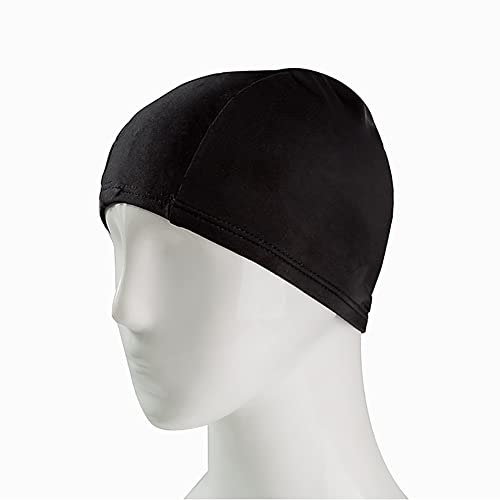 2 Pcs Unisex Polyester Swim Caps Long Hair Swimming Caps Fabric Bathing Caps Comfortable Swim Hats for Men Women Black and Blue