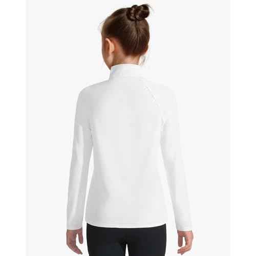 Girls Long Sleeve Shirts Quick Dry Athletic Tops Quarter Zip Pullover Kids Teens Sportswear for Golf Yoga Tennis 5-14 Years