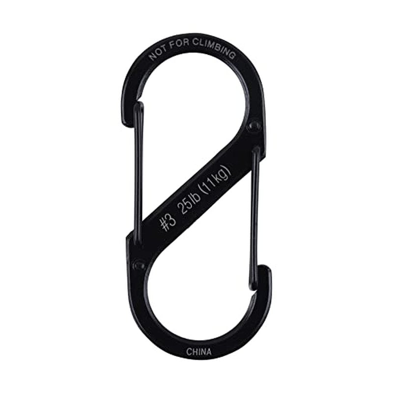 Nite Ize S-Biner Dual Carabiner Stainless Steel, Black, #3-Size, SB3-03-01 (4-Pack)