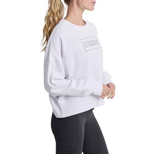 DKNY womens Foil Rhinestone Logo Crewneck Sweatshirt