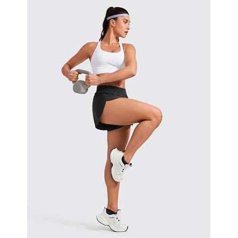 CRZ YOGA Mid Waisted Split Running Shorts for Women 4" - Comfy Mesh Liner for Workout Athletic Gym Track Quick Dry