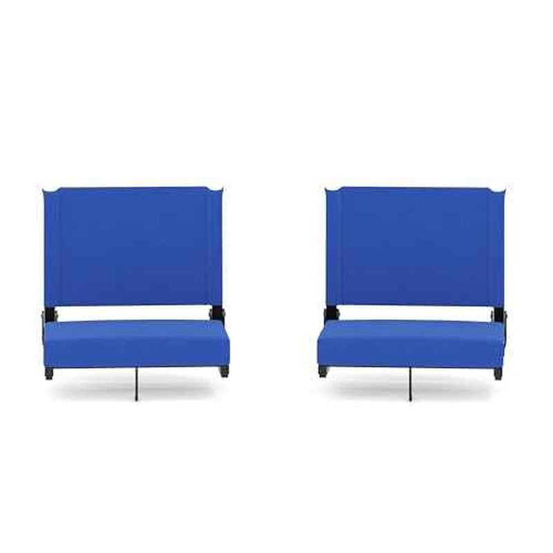 Flash Furniture Grandstand Portable Stadium Seats for Bleachers or Benches, Folding Padded Stadium Chairs with Handle, Pack of 2, 500 lb. Weight Capacity, Blue