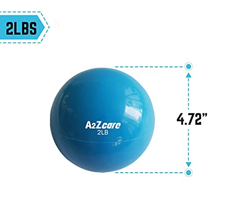 A2ZCARE Toning Ball - Weighted Toning Exercise Ball - Soft Weighted Medicine Ball for Pilates, Yoga, Physical Therapy and Fitness - Blue (2 lbs)