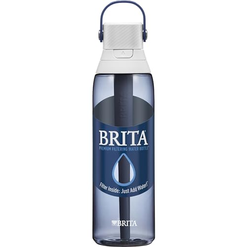 Brita Hard-Sided Plastic Premium Filtering Water Bottle, BPA-Free, Reusable, Replaces 300 Plastic Water Bottles, Filter Lasts 2 Months or 40 Gallons, Includes 1 Filter, Night Sky - 26 oz.