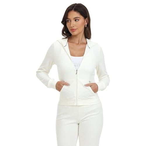 Juicy Couture Women's Heritage Rib Trim Kangaroo Pocket Track Jack