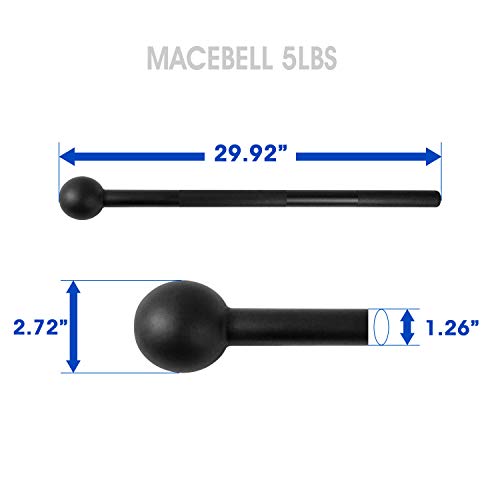 Yes4All Steel Mace Bell for Strength Training, Shoulder, Grips & Forearms Workouts - 5 Pounds